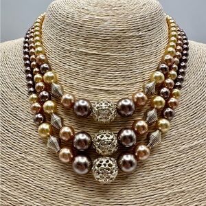 Luxurious Vintage Japan Multi-Tone Pearl Necklace